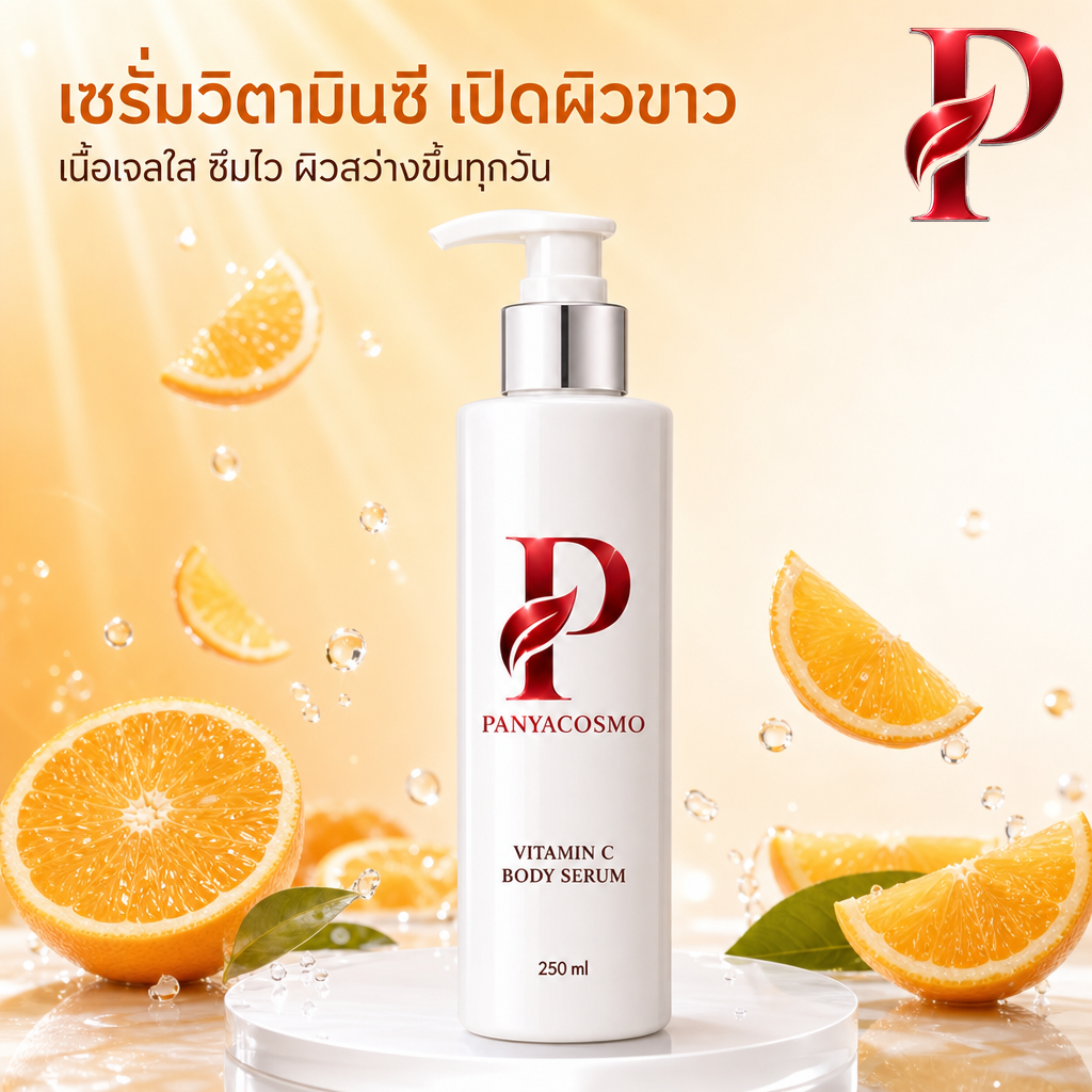 เนื้อเซรั่มวิตามินซี บอดี้ เซรั่ม เปิดผิวขาว (ขายเนื้อบัลค์ / รับผลิตในแบรนด์คุณ)