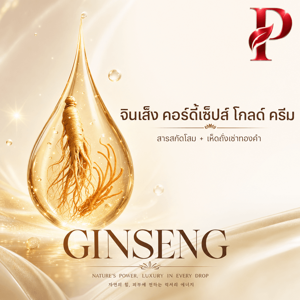 เนื้อครีมโสม+เห็ดถั่งเช่าทองคำ จินเส็ง คอร์ดี้เซ็ปส์ โกลด์ ครีม (ขายเนื้อบัลค์ / รับผลิตในแบรนด์คุณ)