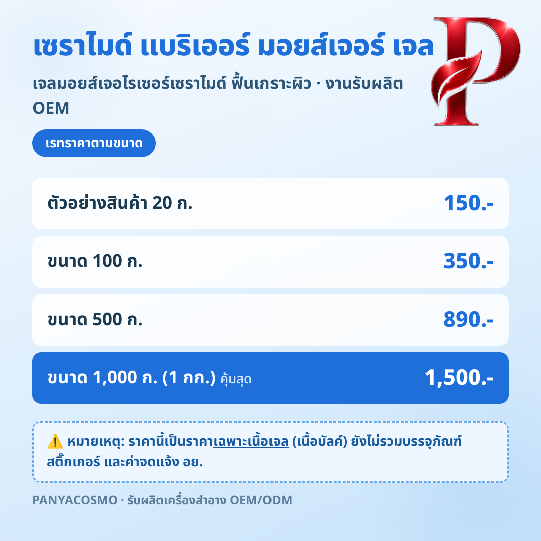 เนื้อเจลเซราไมด์ แบริเออร์ มอยส์เจอร์ เจล (ขายเนื้อบัลค์ / รับผลิตในแบรนด์คุณ) รูปที่ 7