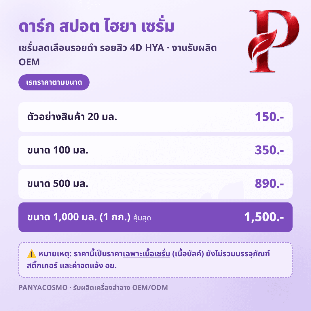เนื้อเซรั่มรอยดำ รอยสิว ดาร์ก สปอต ไฮยา เซรั่ม (ขายเนื้อบัลค์ / รับผลิตในแบรนด์คุณ) รูปที่ 7