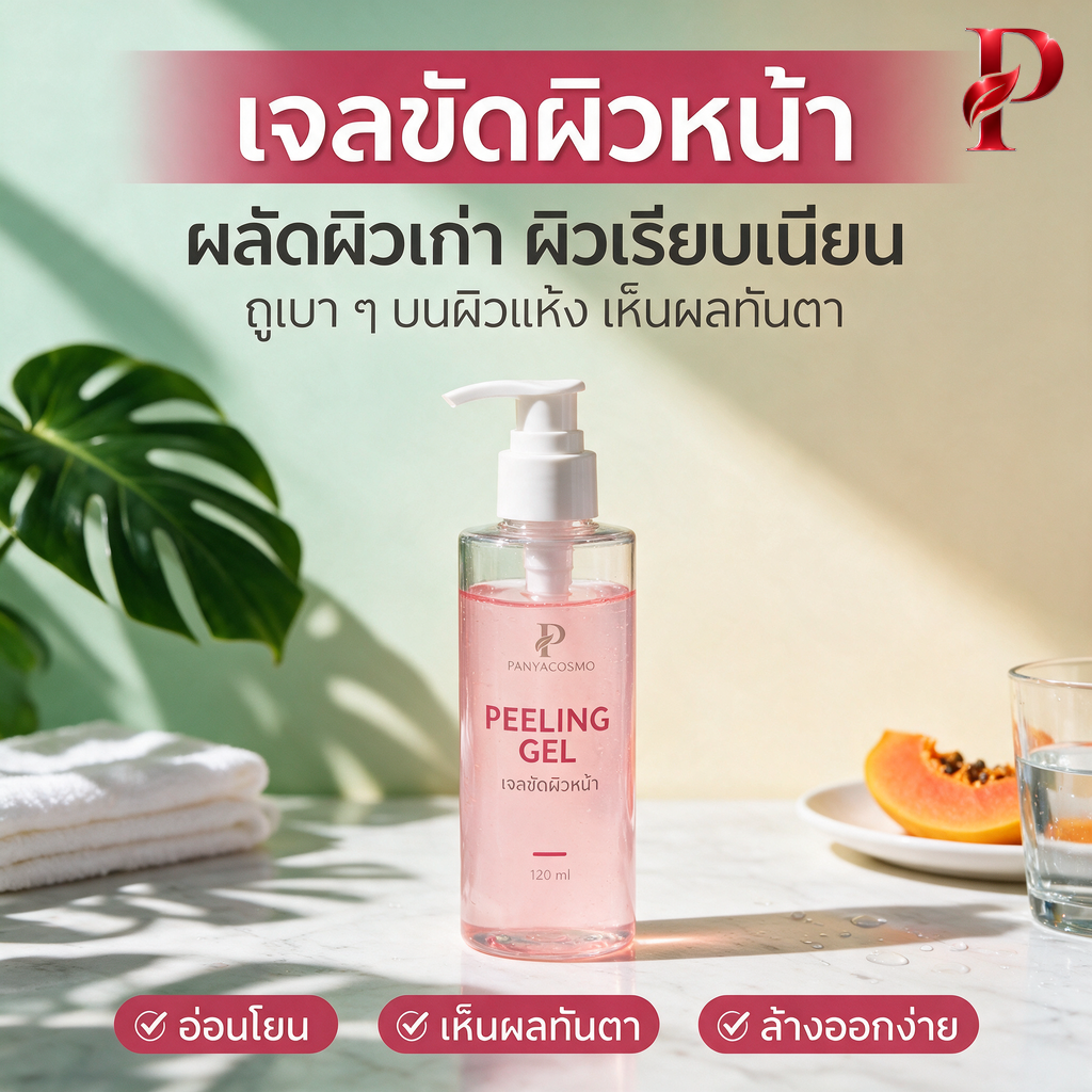 เจลขัดผิวหน้า ผลัดผิวเก่า (พีลลิ่ง เจล) ขนาด 120 / 500 มล. (พร้อมบรรจุขวด / รับผลิตในแบรนด์คุณ)