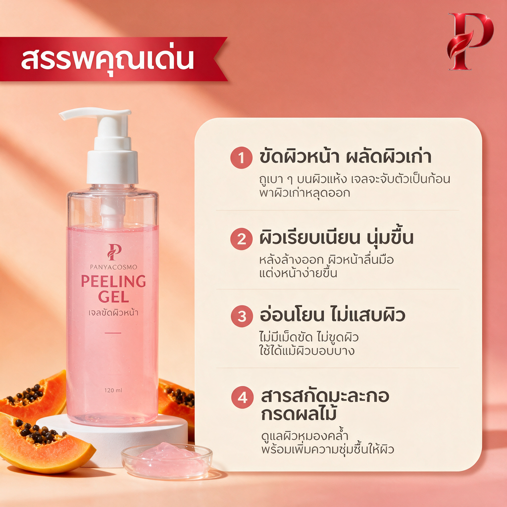 เจลขัดผิวหน้า ผลัดผิวเก่า (พีลลิ่ง เจล) ขนาด 120 / 500 มล. (พร้อมบรรจุขวด / รับผลิตในแบรนด์คุณ) รูปที่ 2