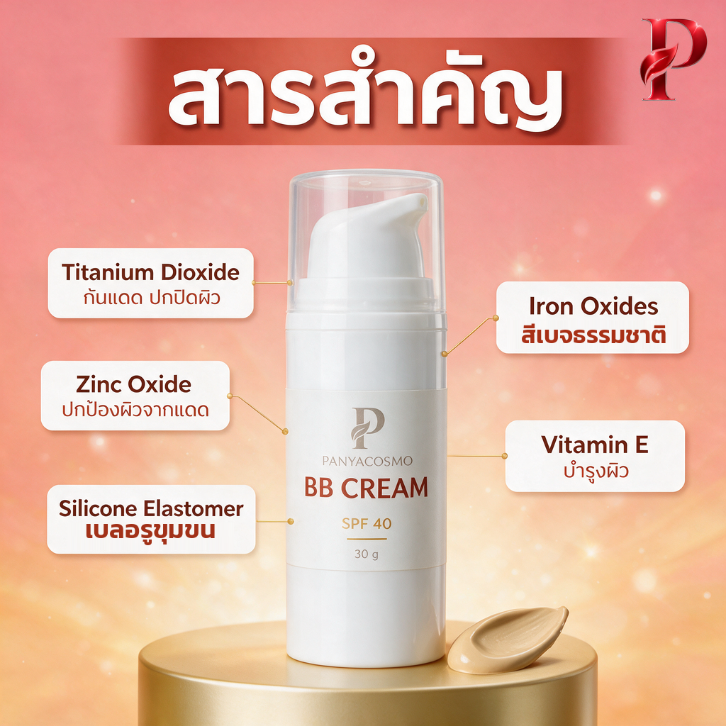 บีบีครีมกันแดด SPF 40 เนื้อเบจธรรมชาติ ขนาด 15 / 30 ก. (พร้อมบรรจุขวดปั๊มสุญญากาศ / รับผลิตในแบรนด์คุณ) รูปที่ 4