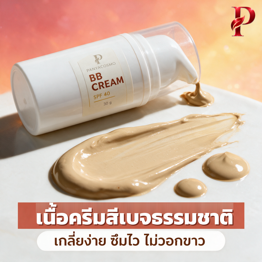บีบีครีมกันแดด SPF 40 เนื้อเบจธรรมชาติ ขนาด 15 / 30 ก. (พร้อมบรรจุขวดปั๊มสุญญากาศ / รับผลิตในแบรนด์คุณ) รูปที่ 3