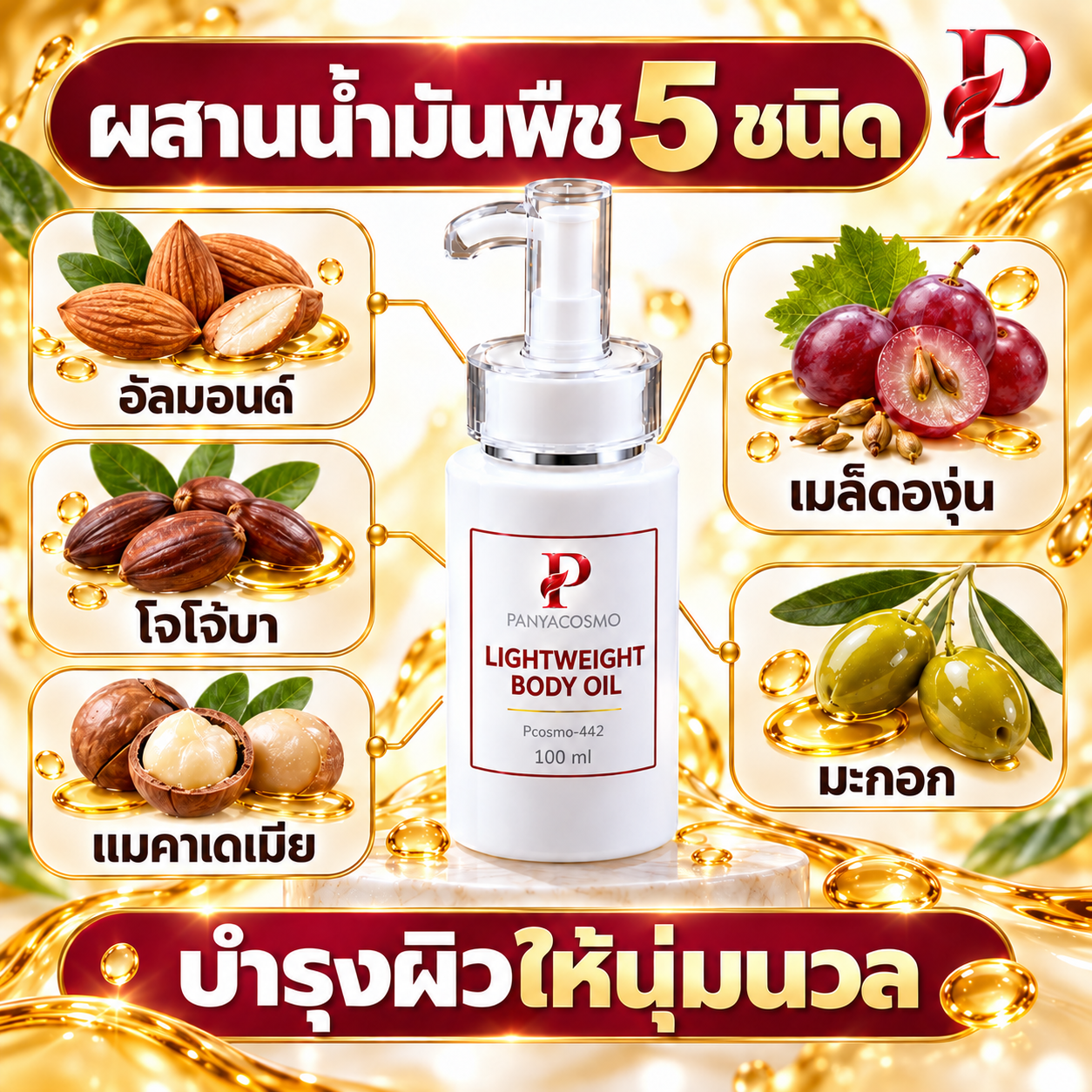ปัญญาคอสโม น้ำมันบำรุงผิวกาย สูตรบางเบา 100 มล. รูปที่ 3