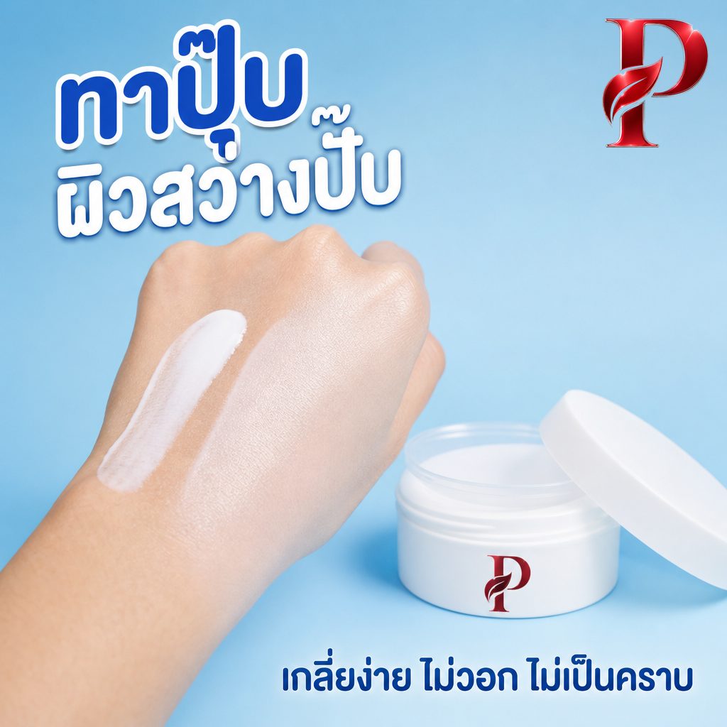 สาธิตทากันแดดโทนอัพบนหลังมือ ผิวสว่างขึ้นทันทีหลังเกลี่ย